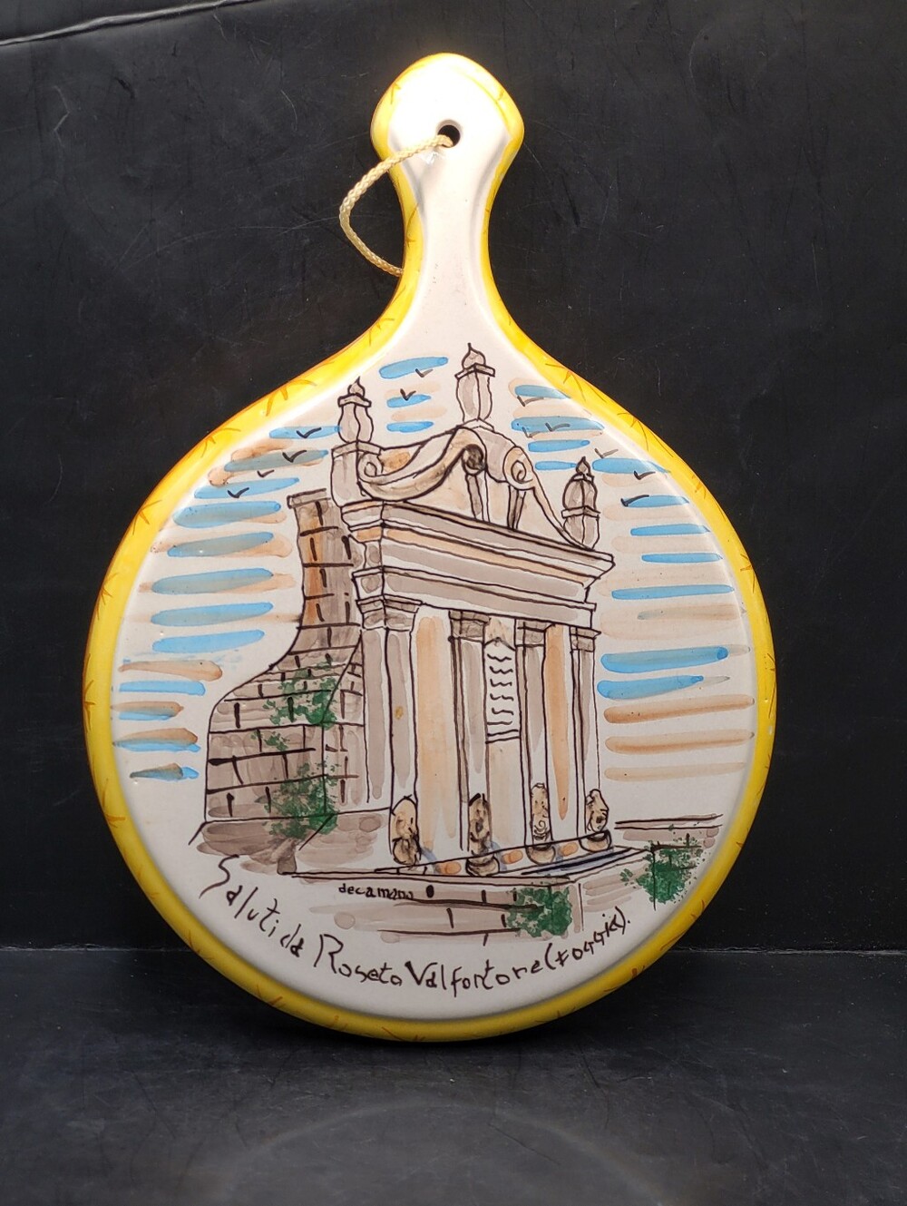 Vintage Ceramiche D'Addario Italian Pottery Trivet Cutting Board Roseto Foggia